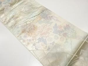 荒波に牡丹・菊模様織り出し　袋帯